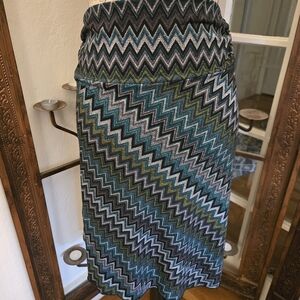 Wrapper 90s Bodycon Chevron Midi Skirt, Sz M